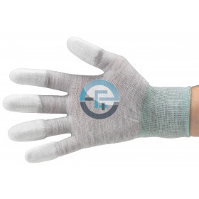 ESD Dissipative Nylon Light Gloves Finger Tips PU Coated / Gray