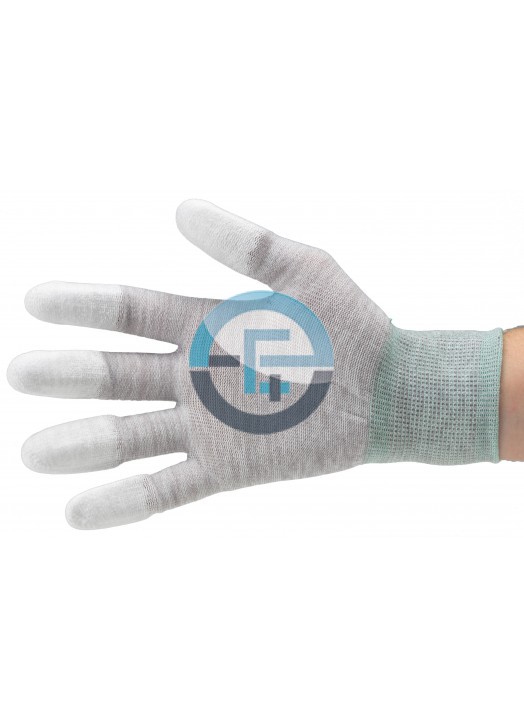 ESD Dissipative Nylon Light Gloves Finger Tips PU Coated / Gray